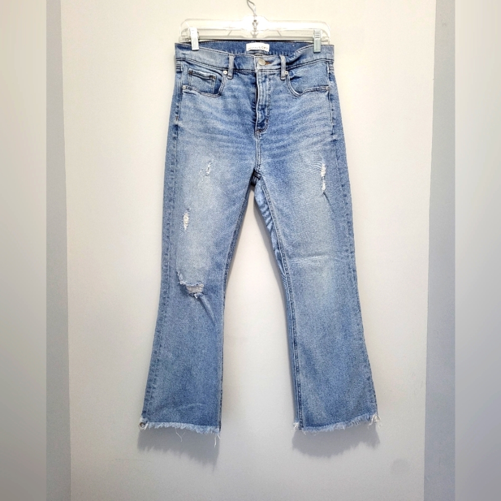 LOFT Light Wash Distressed Flare Jeans